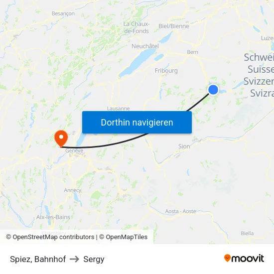 Spiez, Bahnhof to Sergy map