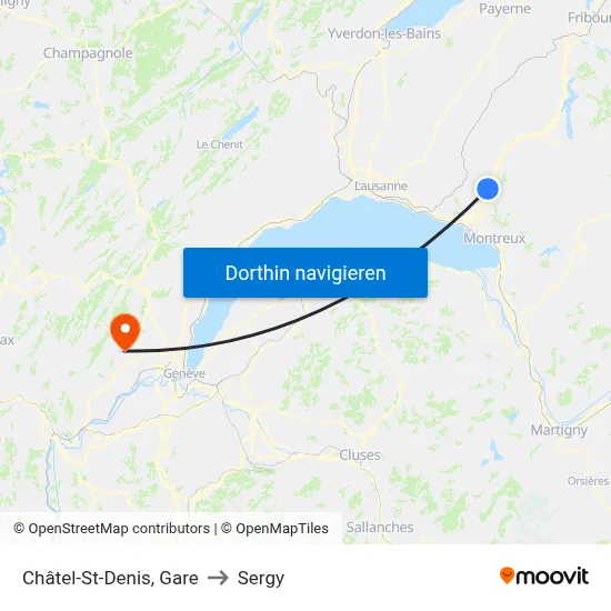 Châtel-St-Denis, Gare to Sergy map