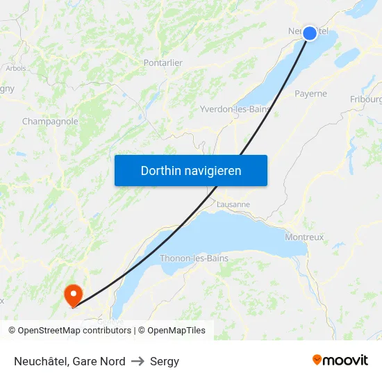 Neuchâtel, Gare Nord to Sergy map