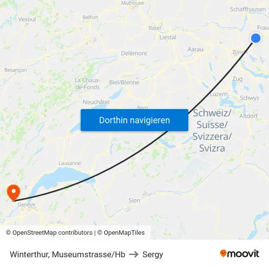 Winterthur, Museumstrasse/Hb to Sergy map