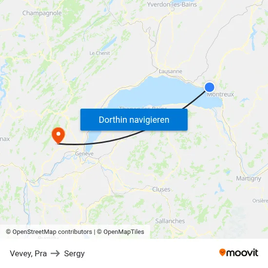 Vevey, Pra to Sergy map