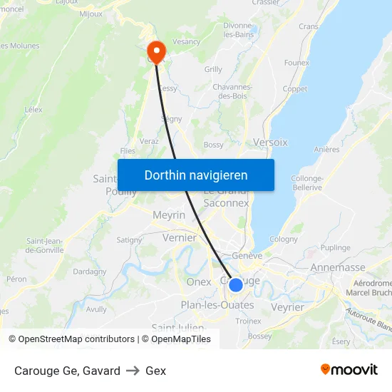 Carouge Ge, Gavard to Gex map