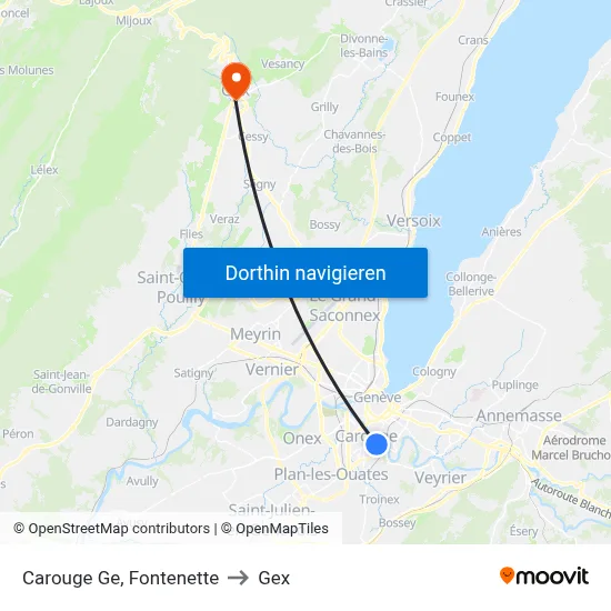 Carouge Ge, Fontenette to Gex map