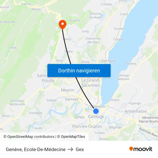 Genève, Ecole-De-Médecine to Gex map