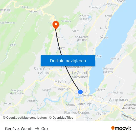 Genève, Wendt to Gex map