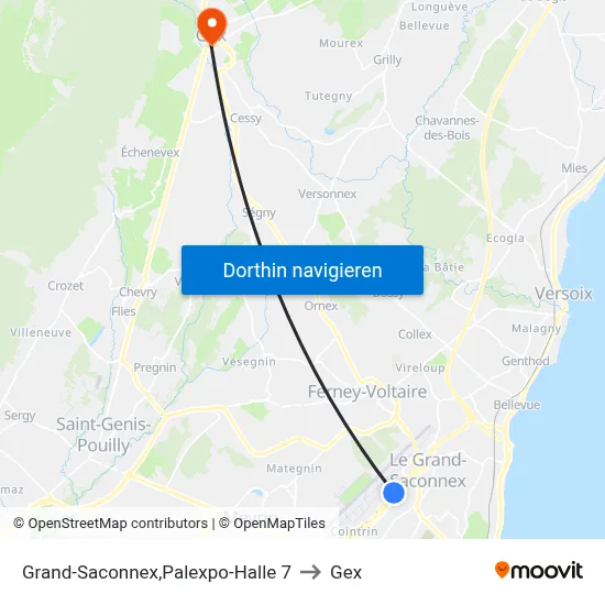 Grand-Saconnex,Palexpo-Halle 7 to Gex map