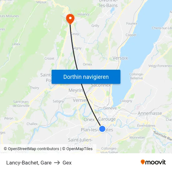 Lancy-Bachet, Gare to Gex map