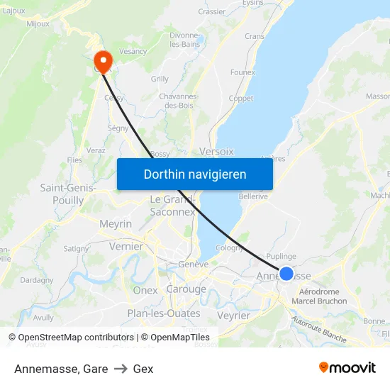 Annemasse, Gare to Gex map