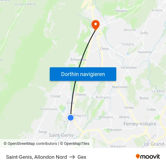 Saint-Genis, Allondon Nord to Gex map