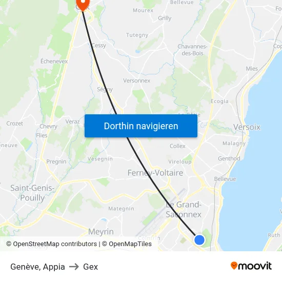 Genève, Appia to Gex map