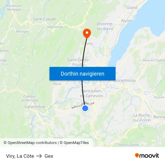 Viry, La Côte to Gex map