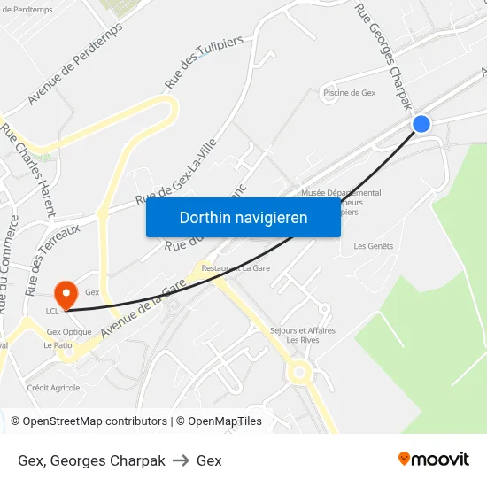 Gex, Georges Charpak to Gex map