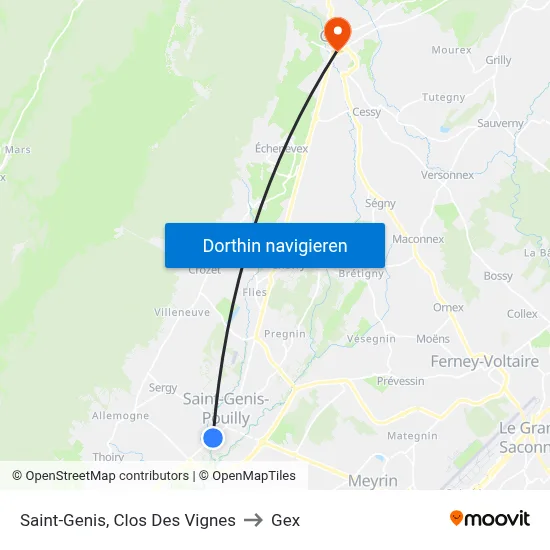Saint-Genis, Clos Des Vignes to Gex map