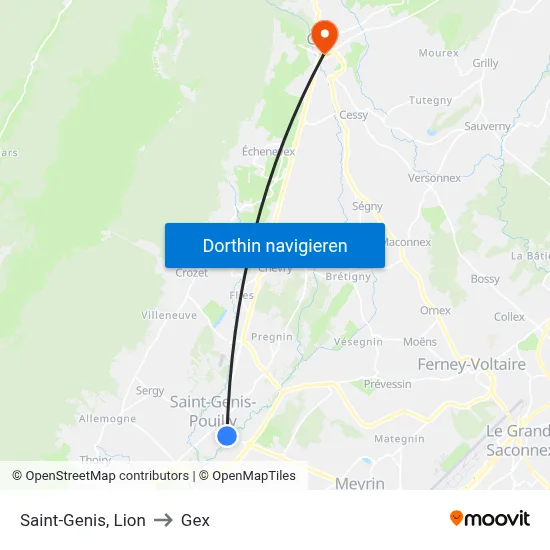 Saint-Genis, Lion to Gex map