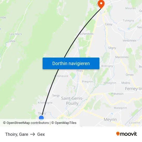 Thoiry, Gare to Gex map