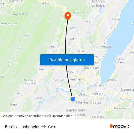 Bernex, Luchepelet to Gex map