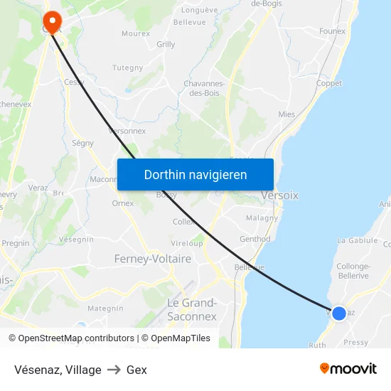 Vésenaz, Village to Gex map