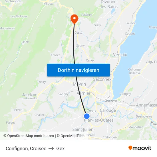 Confignon, Croisée to Gex map