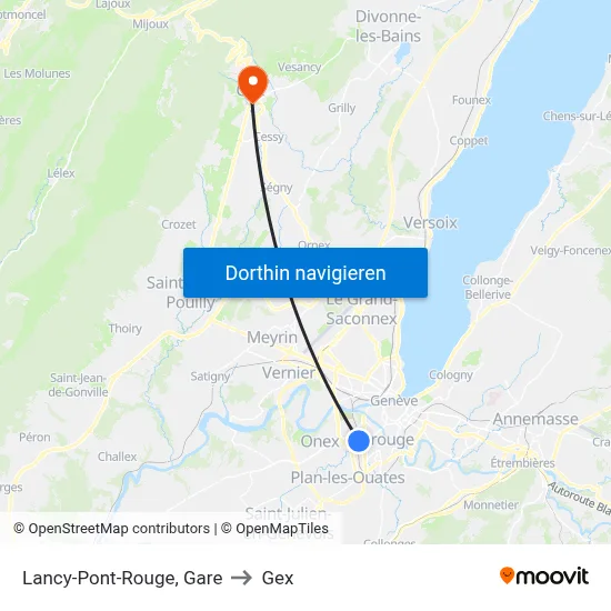 Lancy-Pont-Rouge, Gare to Gex map