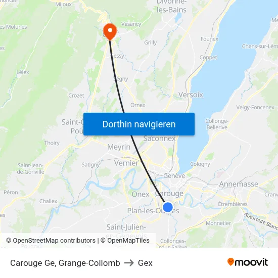 Carouge Ge, Grange-Collomb to Gex map