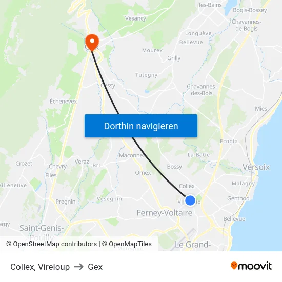 Collex, Vireloup to Gex map