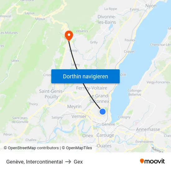 Genève, Intercontinental to Gex map