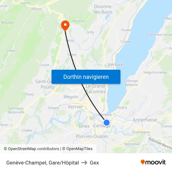 Genève-Champel, Gare/Hôpital to Gex map