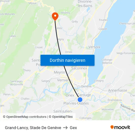 Grand-Lancy, Stade De Genève to Gex map