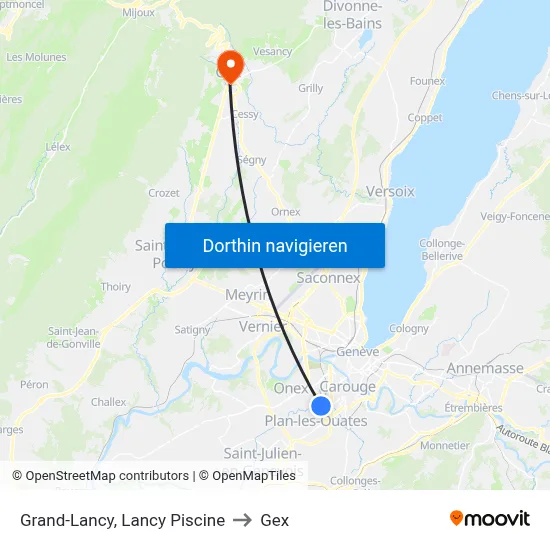 Grand-Lancy, Lancy Piscine to Gex map