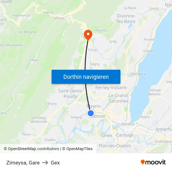 Zimeysa, Gare to Gex map