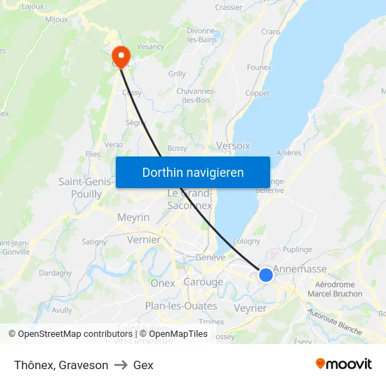 Thônex, Graveson to Gex map