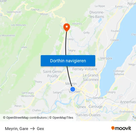Meyrin, Gare to Gex map
