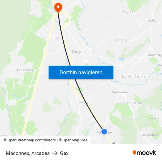 Maconnex, Arcades to Gex map