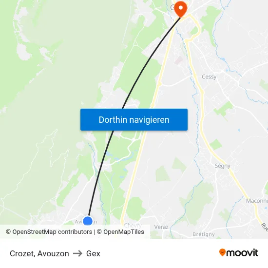 Crozet, Avouzon to Gex map