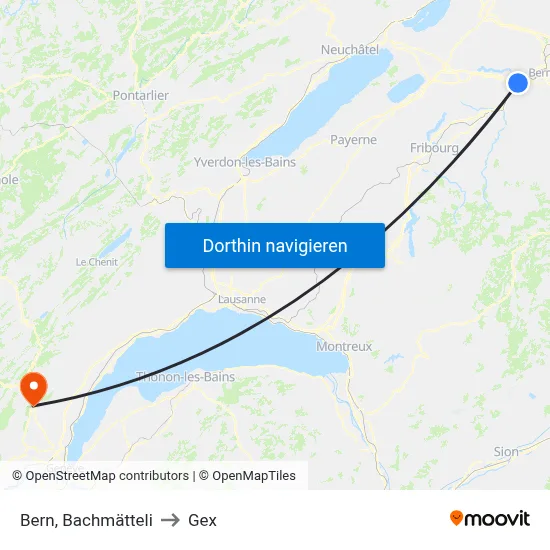 Bern, Bachmätteli to Gex map