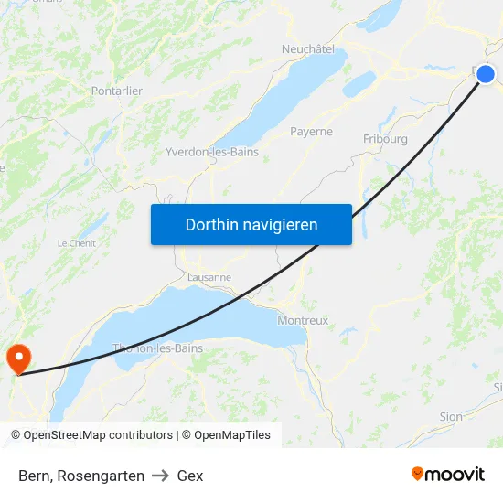 Bern, Rosengarten to Gex map