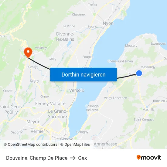 Douvaine, Champ De Place to Gex map