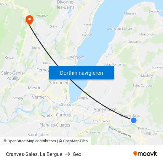 Cranves-Sales, La Bergue to Gex map