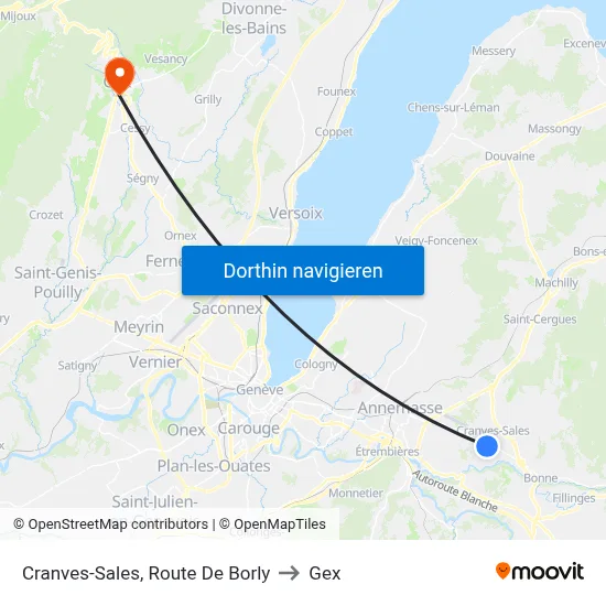 Cranves-Sales, Route De Borly to Gex map