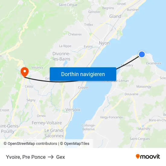 Yvoire, Pre Ponce to Gex map