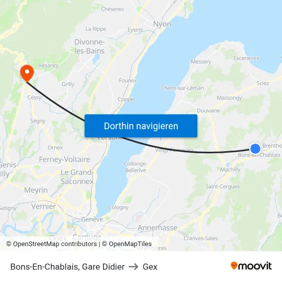 Bons-En-Chablais, Gare Didier to Gex map