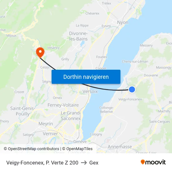 Veigy-Foncenex, P. Verte Z 200 to Gex map