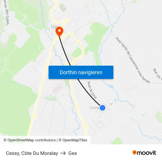 Cessy, Côte Du Moralay to Gex map