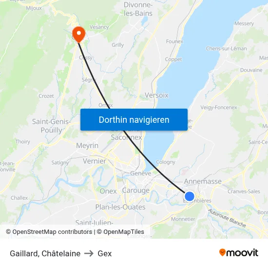 Gaillard, Châtelaine to Gex map