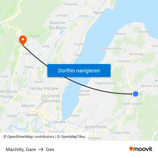 Machilly, Gare to Gex map