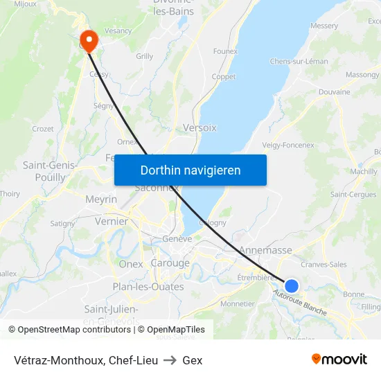 Vétraz-Monthoux, Chef-Lieu to Gex map