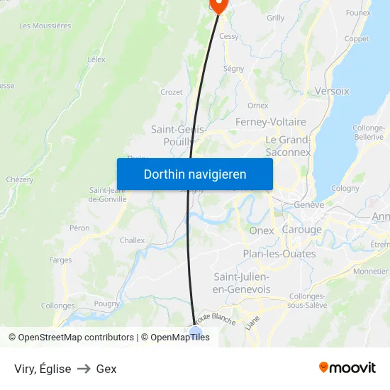 Viry, Église to Gex map