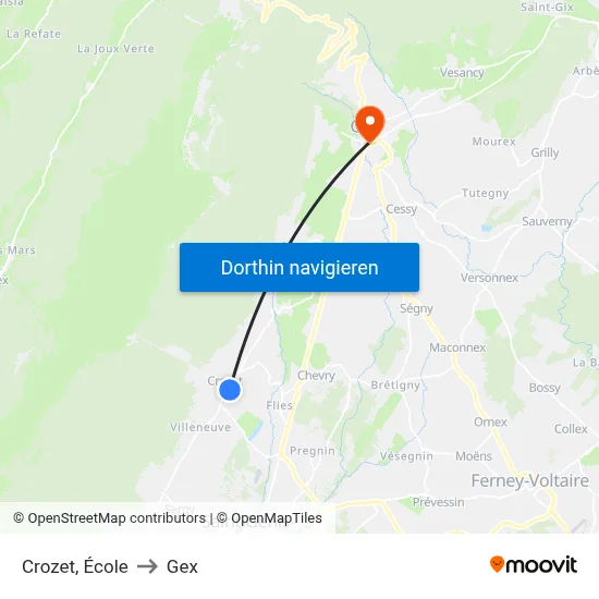 Crozet, École to Gex map