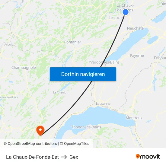 La Chaux-De-Fonds-Est to Gex map