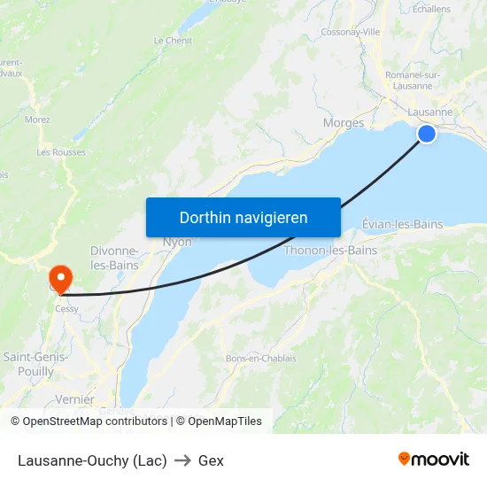 Lausanne-Ouchy (Lac) to Gex map